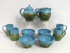 A ten piece farmhouse studio pottery tea set signe
