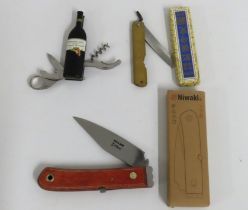 A novelty bottle opener twinned with two pocket kn