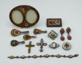 A selection of micro mosaic jewellery & other item