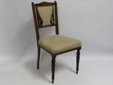 A 19thC. rosewood bedroom chair, small fault to re