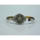 A 1920's 18ct gold ring set with small diamonds on platinum mount, a/f 2.1g