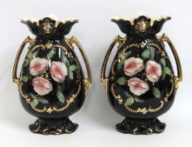 A pair of decorative 1920's Winterton vases with r