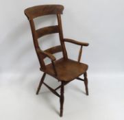 A 19thC. elm Windsor style chair