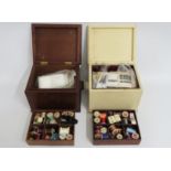 Two sewing boxes with contents including Sylko thr