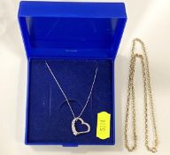 A 420mm long 9ct gold belcher chain, 4.2g twinned with a 460mm long 9ct white gold chain with heart