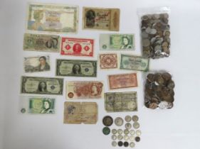 A quantity of bank notes & mixed coinage including