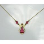 A 9ct gold necklace & pendant set with pearl & top