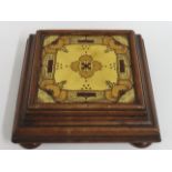 A walnut mounted Minton tile pot stand, 225mm x 22