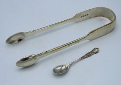 A pair of 1871 London silver sugar tongs by Chawne