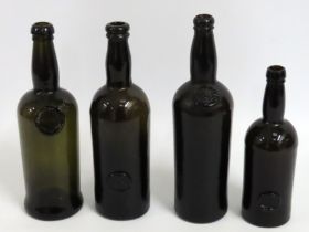 Four sealed wine bottles, two Inner Temple, one Mi