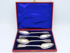 A cased set of four early Victorian London silver tablespoons by William Chawner & Co. dating to 184