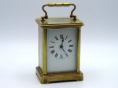 A French brass carriage clock, 110mm tall