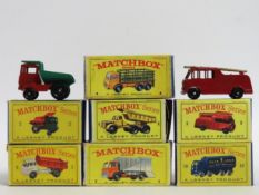 Seven boxed Lesney Matchbox Series diecast models