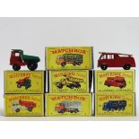 Seven boxed Lesney Matchbox Series diecast models