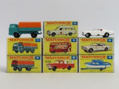 Seven boxed Lesney Matchbox Series diecast models