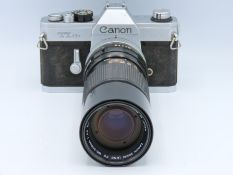 A Canon TLB 35mm film camera with Canon Zoom FD 10