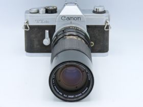 A Canon TLB 35mm film camera with Canon Zoom FD 10