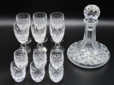 A Waterford crystal set of shots with decanters tw