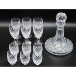 A Waterford crystal set of shots with decanters tw