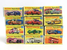 Twelve boxed Matchbox Superfast diecast models nos