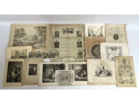 A selection of antique prints, ephemera & invites