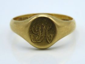 An antique 18ct gold signet ring, 3.7g, size J