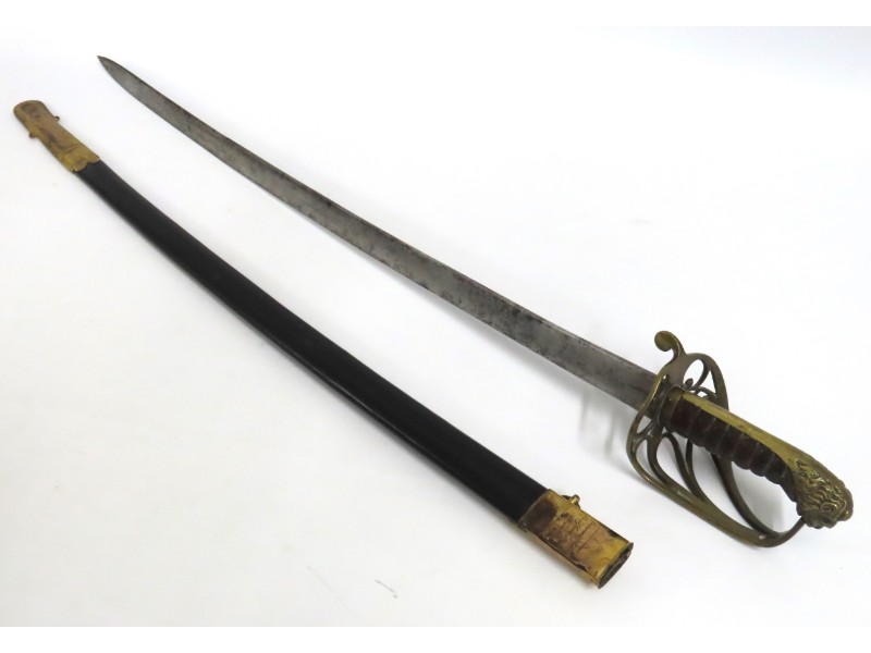 A British Georgian Non-Regulation 1822 Pattern Naval Officer’s Sword with ‘flat-solid’ blade, leathe