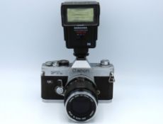 A Canon FTb QL 35mm film camera with a Canon FD 13