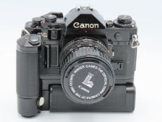A Canon A-1 35mm film camera with Canon FD 28-55mm