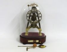 A Victorian brass skeleton clock with fusee moveme