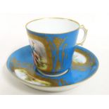 A French Sevres porcelain cup & saucer with gilded