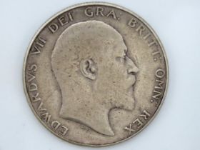 A rare 1905 Edward VII silver half crown of good g