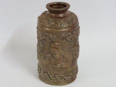 A 19thC. salt glazed bottle with relief decor depi