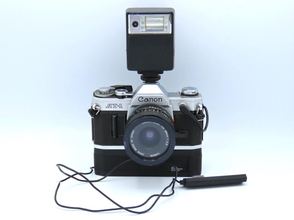 A Canon AT-1 35mm film camera with Canon FD 28mm l