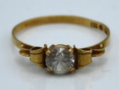 A Swedish 18ct gold solitaire ring set with possib