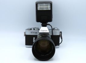 A Canon EX EE QL 35mm film camera with Canon EX 12