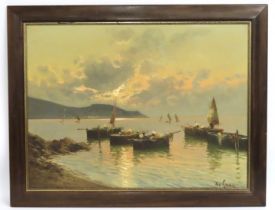 De Luca (Italian 20thC.) oil on canvas of fisherma