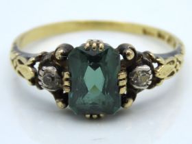 A Swedish 18ct gold ring set with diamond & tourma