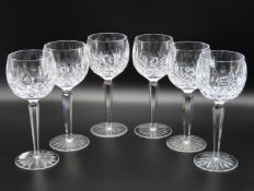 A set of six Waterford crystal hock glasses, 185mm