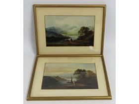 A pair of framed 19thC. unsigned oil landscape pai