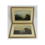 A pair of framed 19thC. unsigned oil landscape pai