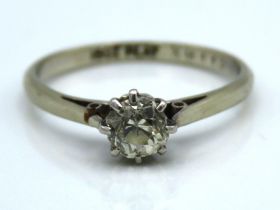 An 18ct white gold solitaire ring set with approx.