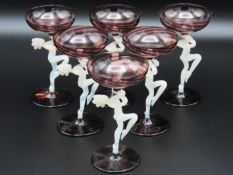 After Bimini Werkstatte, six 1930's glass figurati