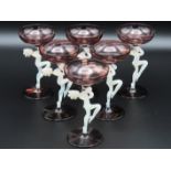 After Bimini Werkstatte, six 1930's glass figurati