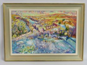 A framed 2003 Mary Martin oil on panel titled 'Lan