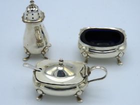 A matched three piece condiment set, Birmingham si