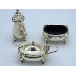 A matched three piece condiment set, Birmingham si