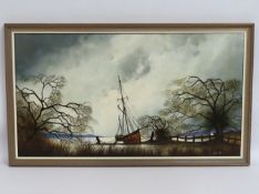A Gordon Allen oil on canvas of winter estuary sce