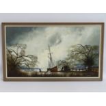 A Gordon Allen oil on canvas of winter estuary sce