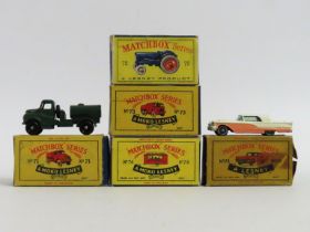 Five boxed Moko Lesney Matchbox Series diecast mod